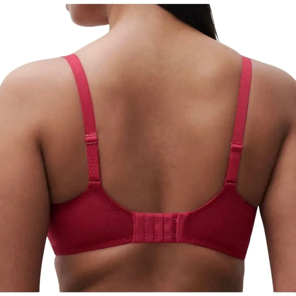 Chantelle $125 Fleur Demi Lace Floral Bra in Red Candy Apple Size 34DD